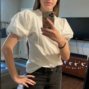 White puffy sleeve top